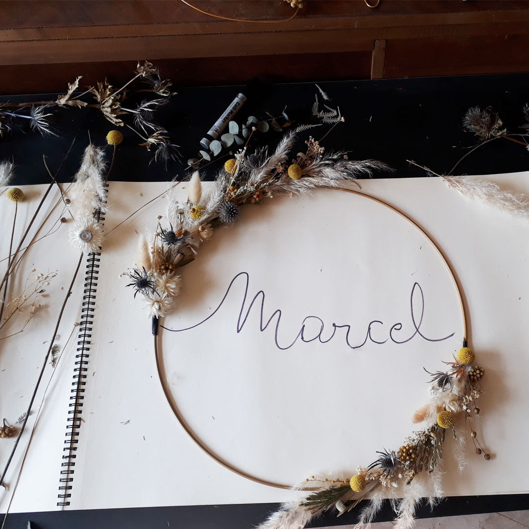 Couronne de fleurs séchées personnalisée