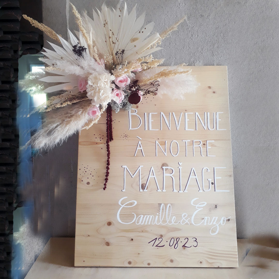 Panneau de bienvenue fleurs séchées | Flauri