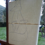 dessin préparatoire renard pour décor de vitrines | Flauri